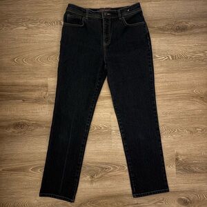 Gloria Vanderbilt Dark Indigo Blue Denim Jeans Mid Rise Straight Leg